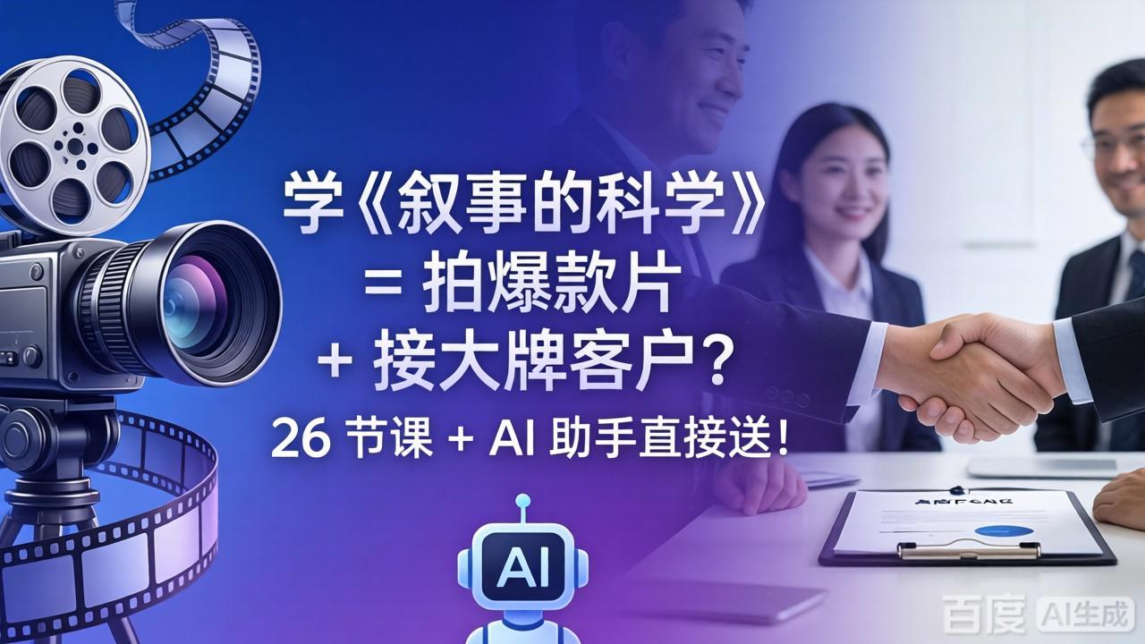学《叙事的科学》= 拍爆款片 + 接大牌客户？26 节课 + AI 助手直接送！-爱尚网赚