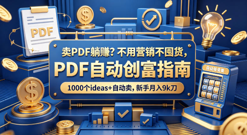 卖PDF躺賺？不用营销不囤货，PDF自动创富指南，1000个ideas+自动卖，新手月入9k刀【原创双语字幕】-爱尚网赚