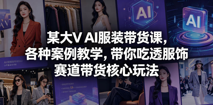 某大V AI服装带货课，各种案例教学，带你吃透服饰赛道带货核心玩法-爱尚网赚