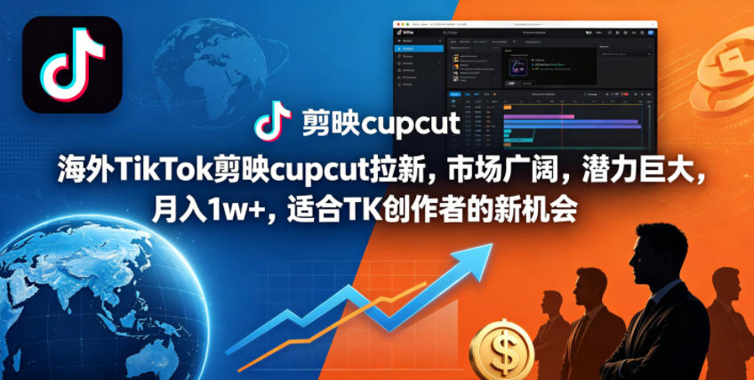 海外TikTok剪映cupcut拉新，市场广阔，潜力巨大，月入1w+，适合TK创作者的新机会-爱尚网赚