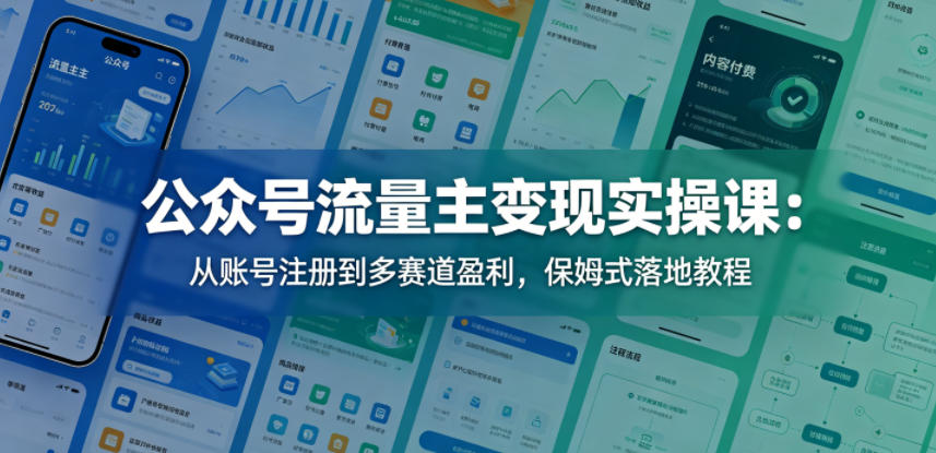 公众号流量主变现实操课：从账号注册到多赛道盈利，保姆式落地教程-爱尚网赚