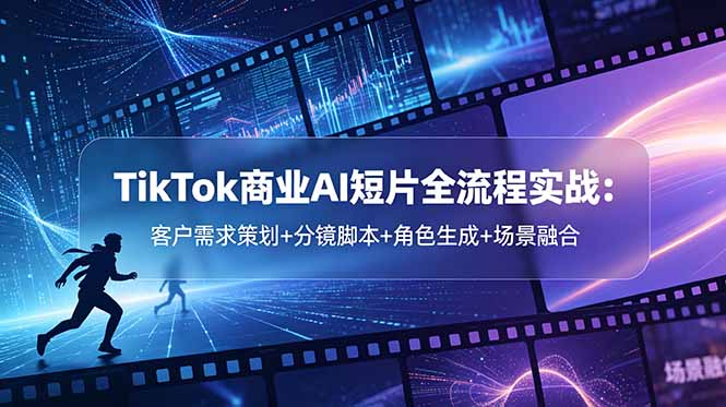 TikTok商业AI短片全流程实战：客户需求策划+分镜脚本+角色生成+场景融合-爱尚网赚