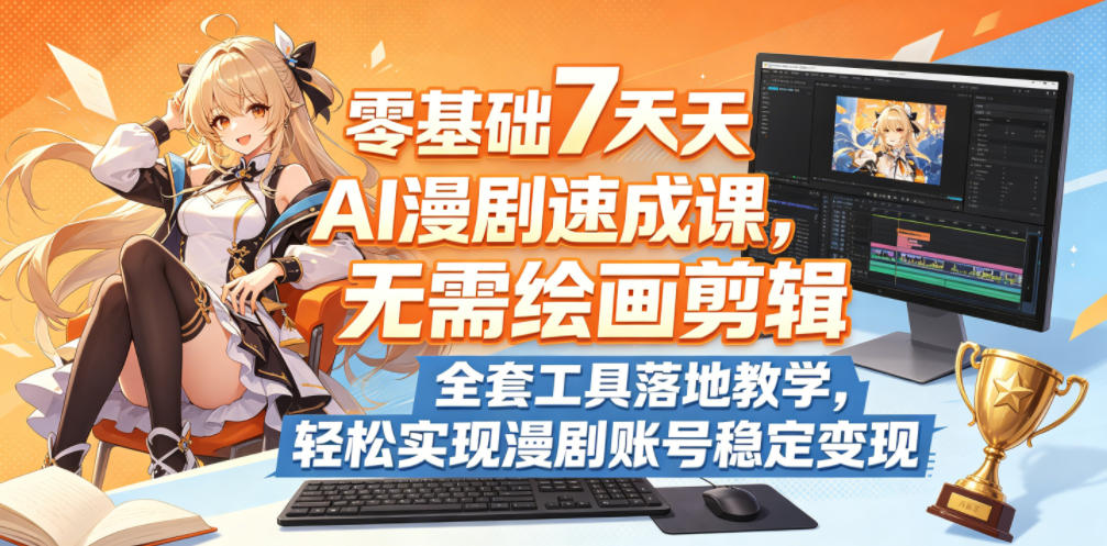 零基础7天AI漫剧速成课，无需绘画剪辑，全套工具落地教学，轻松实现漫剧账号稳定变现-爱尚网赚