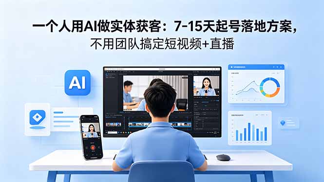 一个人用AI做实体获客：7-15天起号落地方案，不用团队搞定短视频+直播-爱尚网赚