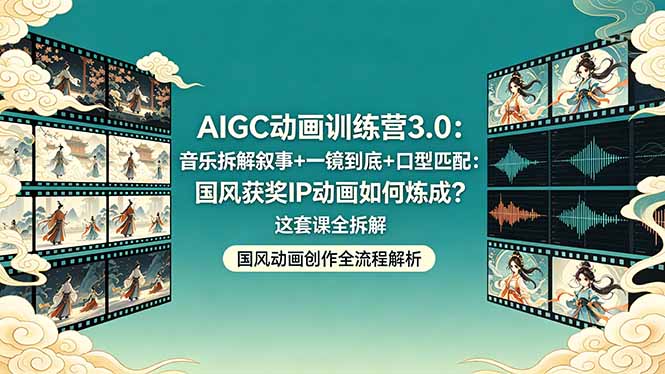 AIGC动画训练营3.0：音乐拆解叙事+一镜到底+口型匹配：国风获奖IP动画如何炼成？这套课全拆解-爱尚网赚