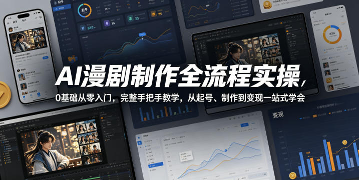 AI漫剧制作全流程实操，0基础从零入门，完整手把手教学，从起号、制作到变现一站式学会-爱尚网赚