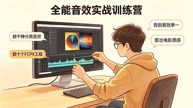 全能音效实战训练营：数千种分类音效+数十个FCPX工程，告别音效单一，剪出电影质感-爱尚网赚