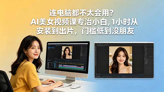 连电脑都不太会用？AI美女视频课专治小白，1小时从安装到出片，门槛低到没朋友-爱尚网赚