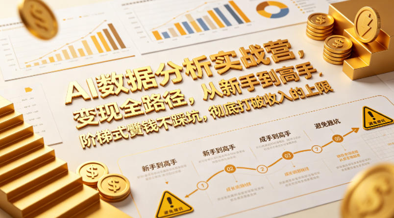AI数据分析实战营，变现全路径，从新手到高手，阶梯式賺钱不踩坑，彻底打破收入的上限-爱尚网赚