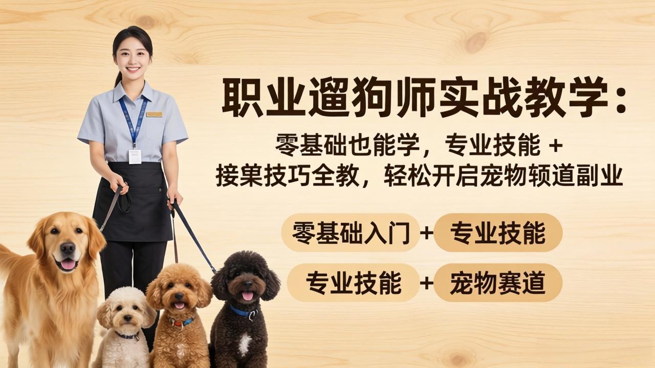 职业遛狗师实战教学：零基础也能学，专业技能 + 接单技巧全教，轻松开启宠物赛道副业-爱尚网赚
