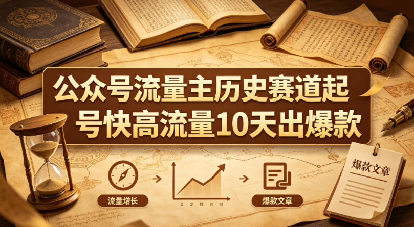 公众号流量主之历史赛道，起号快+高流量，10天就能出爆款！-爱尚网赚