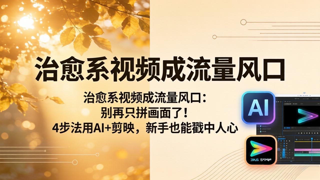 治愈系视频成流量风口：别再只拼画面了！4步法用AI+剪映，新手也能戳中人心-爱尚网赚