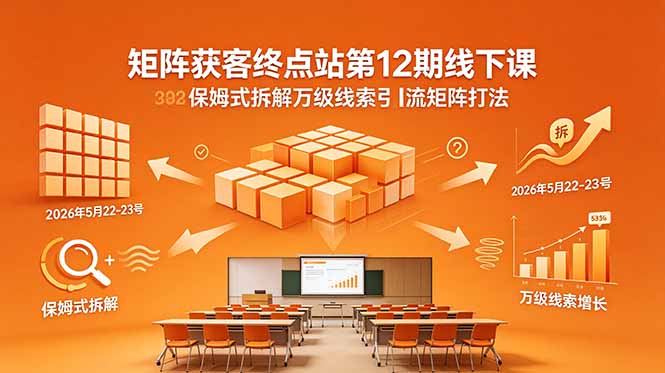 矩阵获客终点站第12期线下课 2026年5月22-23号 保姆式拆解万级线索引流矩阵打法-爱尚网赚