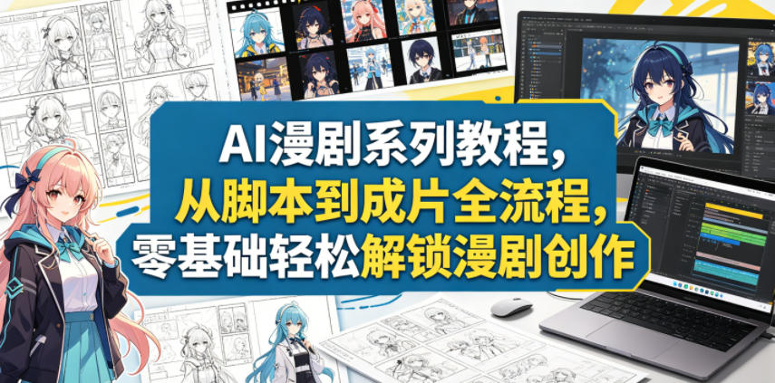 AI漫剧系列教程，从脚本到成片全流程，零基础轻松解锁漫剧创作-爱尚网赚