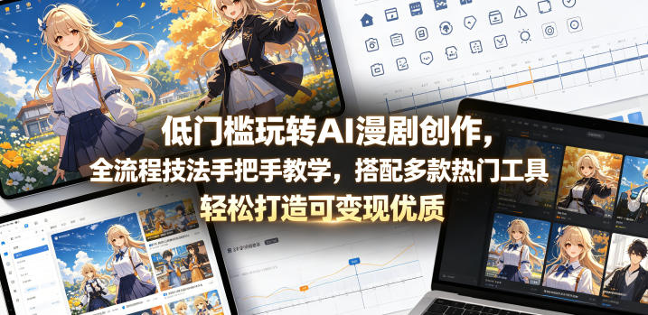 低门槛玩转AI漫剧创作，全流程技法手把手教学，搭配多款热门工具，轻松打造可变现优质作品-爱尚网赚