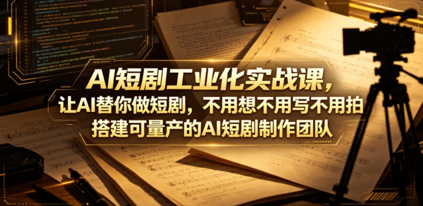 AI短剧工业化实战课，让AI替你做短剧，不用想不用写不用拍，搭建可量产的AI短剧制作团队-爱尚网赚