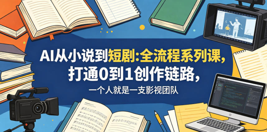 AI从小说到短剧全流程系列课，打通0到1创作链路，一个人就是一支影视团队-爱尚网赚