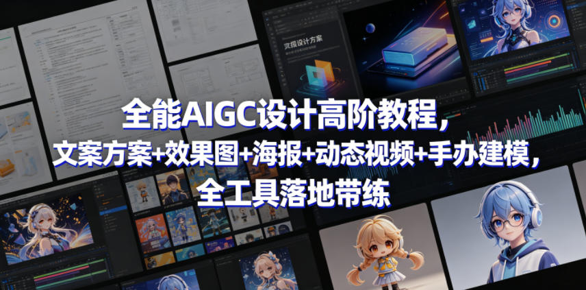 全能AIGC设计高阶教程，文案方案+效果图+海报+动态视频+手办建模，全工具落地带练-爱尚网赚