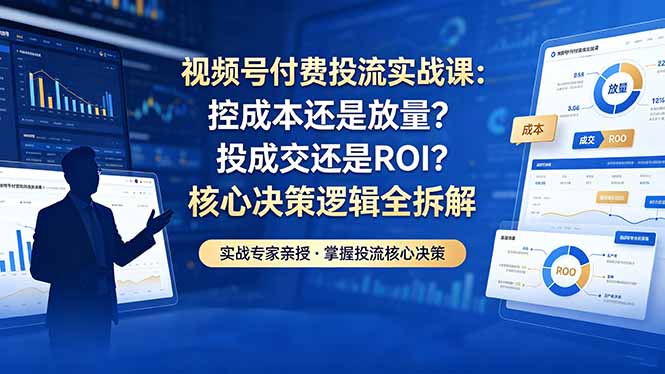 视频号付费投流实战课-5月：控成本还是放量？投成交还是ROI？核心决策逻辑全拆解-爱尚网赚