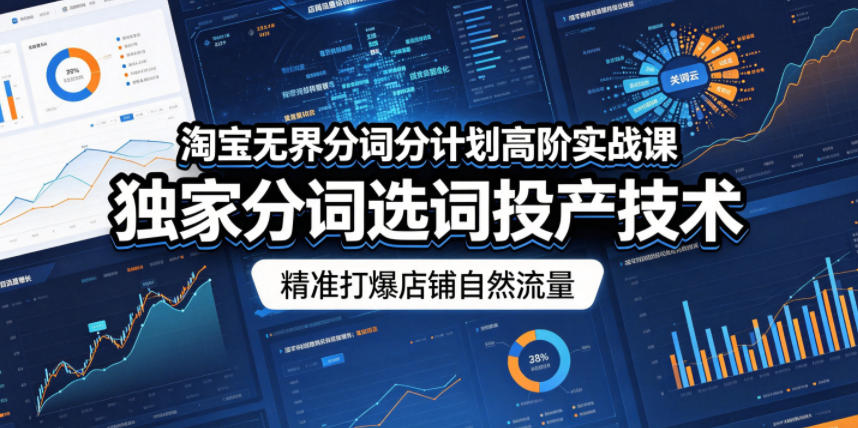 淘宝无界分词分计划高阶实战课，独家分词选词投产技术，精准打爆店铺自然流量-爱尚网赚