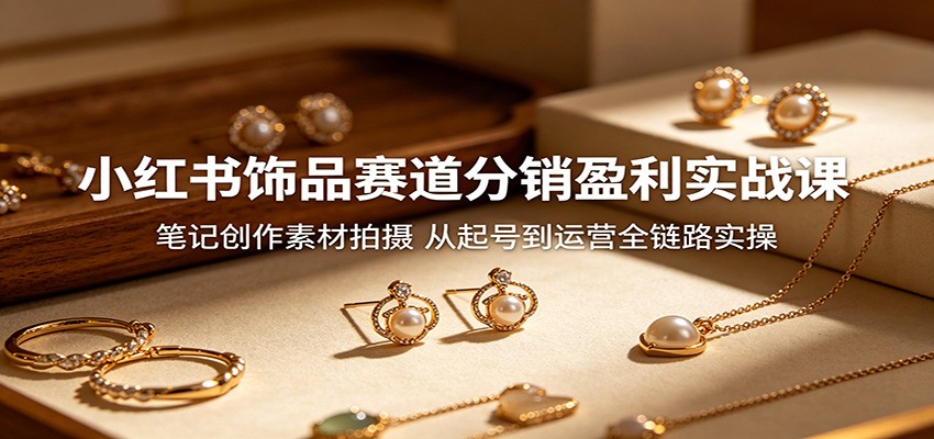 小红书饰品赛道分销盈利实战课：笔记创作素材拍摄，从起号到运营全链路实操-爱尚网赚