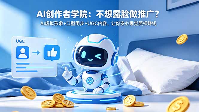 AI创作者学院：不想露脸做推广？AI虚拟形象+口型同步+UGC内容，让你安心睡觉照样赚钱-爱尚网赚