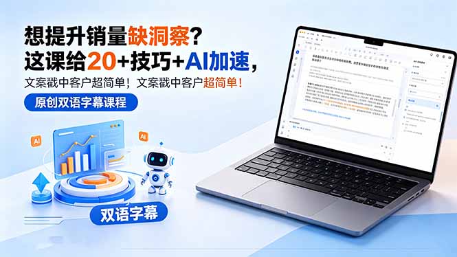 想提升销量缺洞察？这课给 20 + 技巧 + AI 加速，文案戳中客户超简单！【原创双语字幕】-爱尚网赚