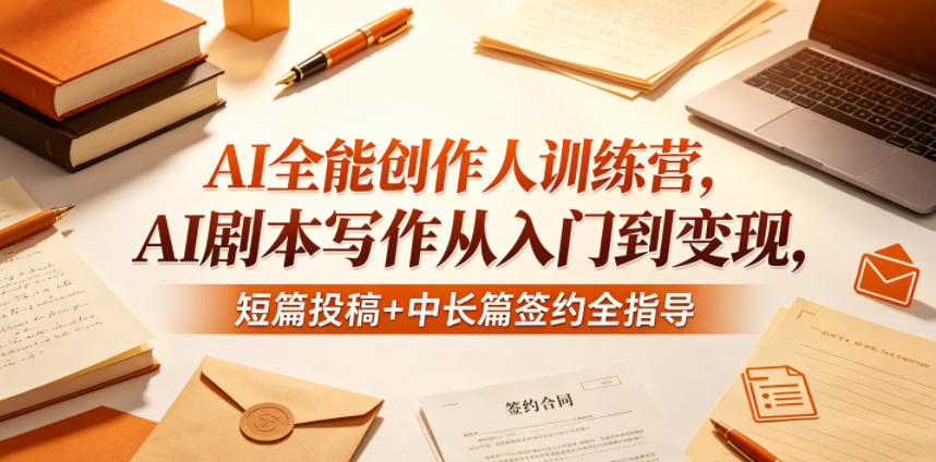 AI全能创作人训练营，AI剧本写作从入门到变现，短篇投稿+中长篇签约全指导-爱尚网赚