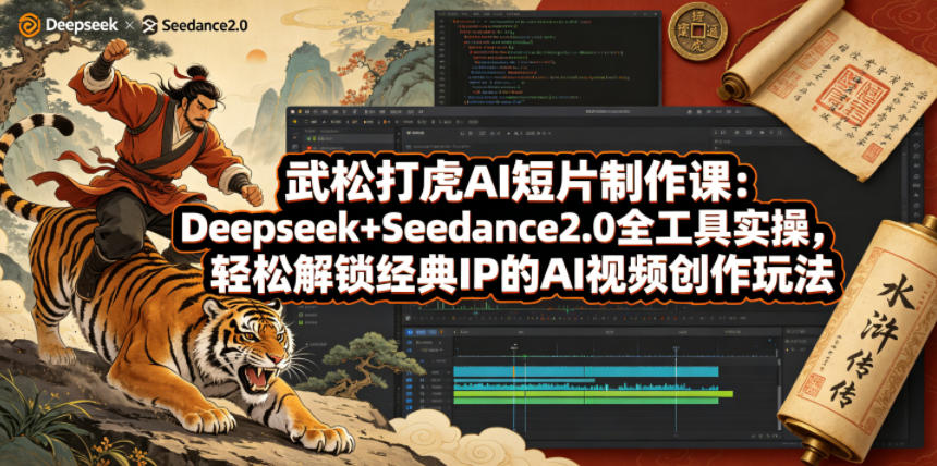 武松打虎AI短片制作课：Deepseek+Seedance2.0全工具实操，轻松解锁经典IP的AI视频创作玩法-爱尚网赚