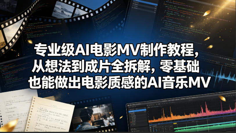 专业级AI电影MV制作教程，从想法到成片全拆解，零基础也能做出电影质感的AI音乐MV-爱尚网赚