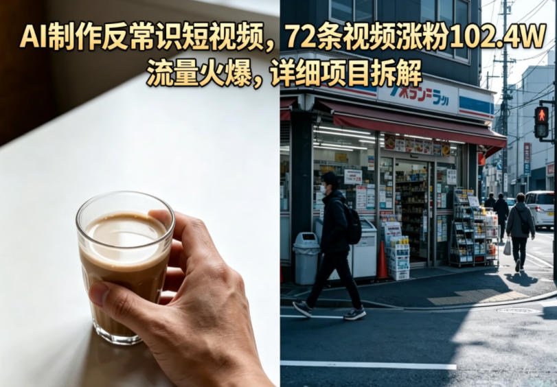 AI制作反常识短视频，72条视频涨粉102.4W，流量火爆，详细项目拆解-爱尚网赚