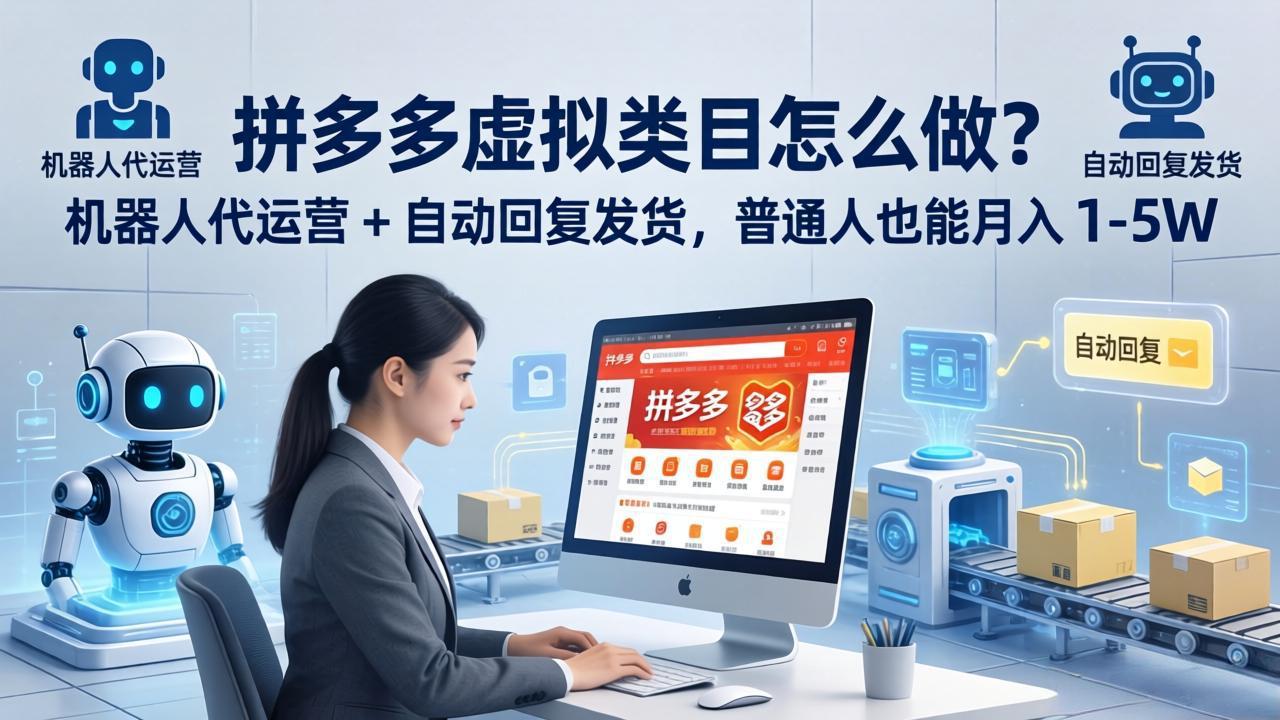 拼多多虚拟类目怎么做？机器人代运营 + 自动回复发货，普通人也能月入 1-5W-爱尚网赚