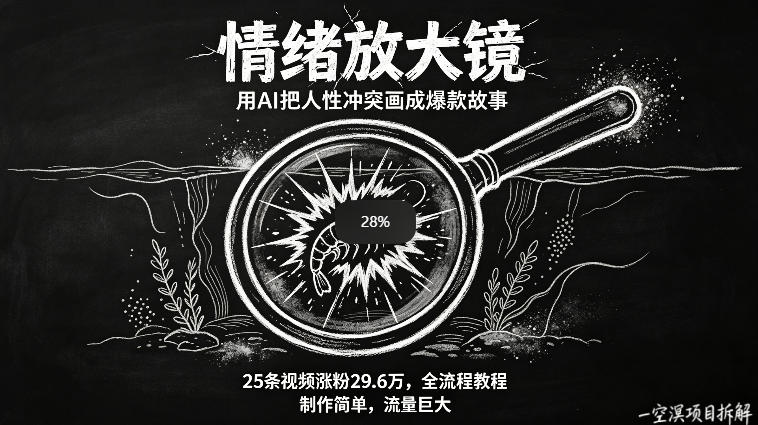 AI制作“情绪放大镜“视频，25条视频涨粉29.6W粉，流量巨大，制作简单，全流程教程-爱尚网赚
