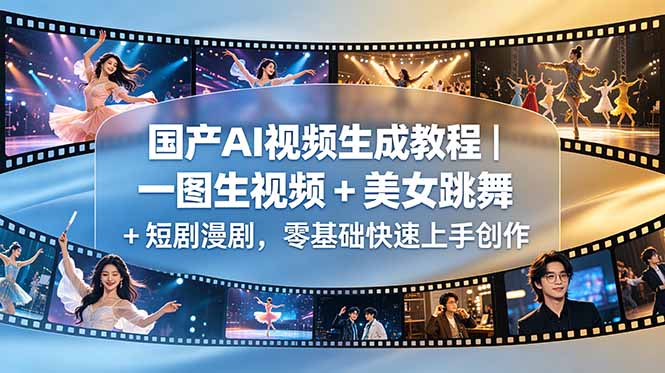 国产AI视频生成教程|一图生视频 + 美女跳舞 + 短剧漫剧,零基础快速上手创作-爱尚网赚