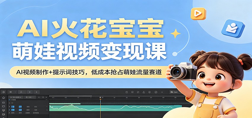 AI火花宝宝萌娃视频变现课：AI视频制作+提示词技巧，低成本抢占萌娃流量赛道-爱尚网赚
