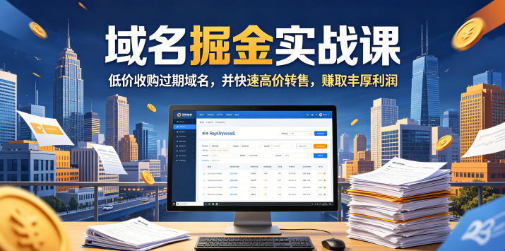 域名交易掘金实战课，低价收购过期域名，并快速高价转售，賺取丰厚利润【原创双语字幕】-爱尚网赚