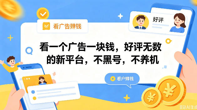 看一个广告一块钱，好评无数的新平台，不黑号，不养机，一撸几十块钱还是不错的【揭秘】-爱尚网赚
