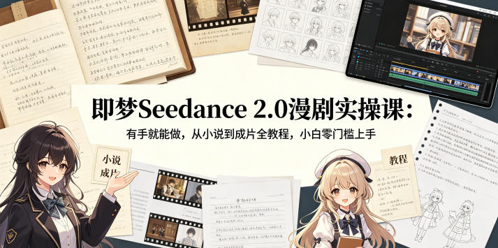 即梦Seedance 2.0漫剧实操课：有手就能做，从小说到成片全教程，小白零门槛上手-爱尚网赚