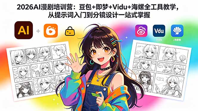 2026AI漫剧培训营：豆包+即梦+Vidu+海螺全工具教学，从提示词入门到分镜设计一站式掌握-爱尚网赚