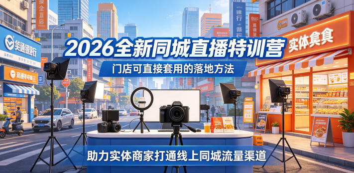 2026全新同城直播特训营，门店可直接套用的落地方法，助力实体商家打通线上同城流量渠道-爱尚网赚