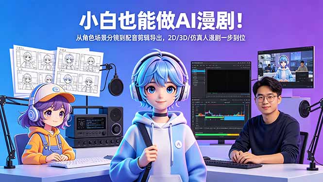 小白也能做AI漫剧！从角色场景分镜到配音剪辑导出，2D/3D/仿真人漫剧一步到位-爱尚网赚