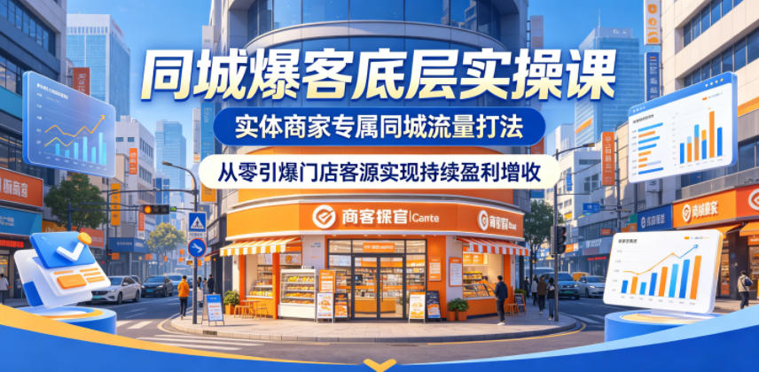 同城爆客底层实操课，实体商家专属同城流量打法，从零引爆门店客源实现持续盈利增收-爱尚网赚
