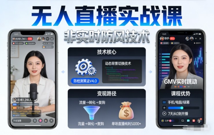 宝子哥无人直播实战课，非实时防风技术，聚焦抖音快手等平台直播带货，轻松开启直播变现之路(更新2026年5月02日)-爱尚网赚