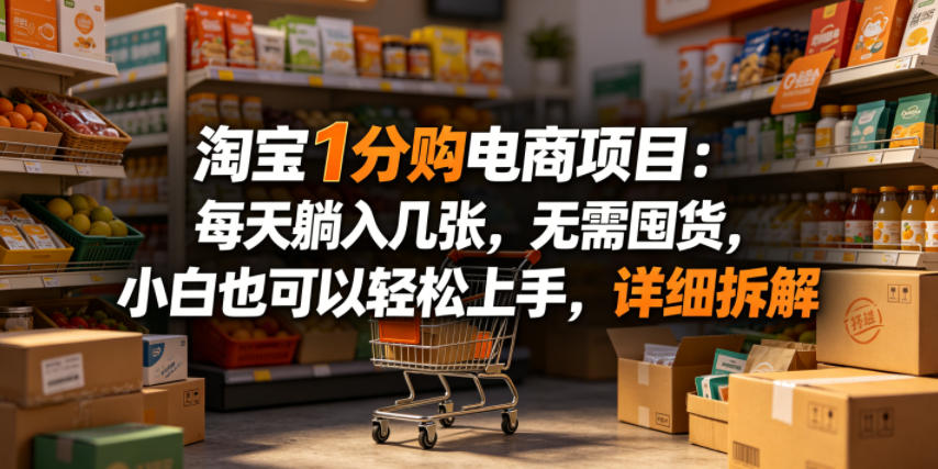 淘宝1分购电商项目：每天躺入几张，无需囤货，小白也可以轻松上手，详细拆解-爱尚网赚