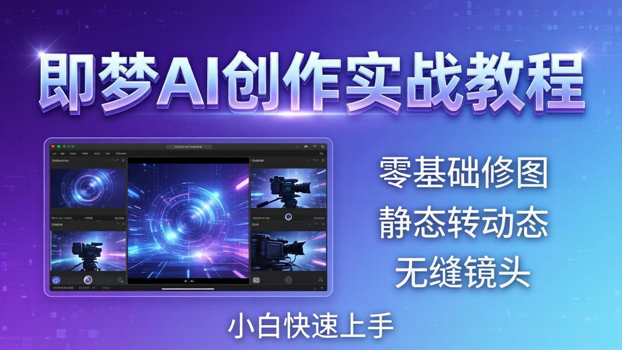 即梦AI创作实战教程，从零基础修图到AI导演，实战教学静态转动态+无缝镜头，小白快速上手-爱尚网赚