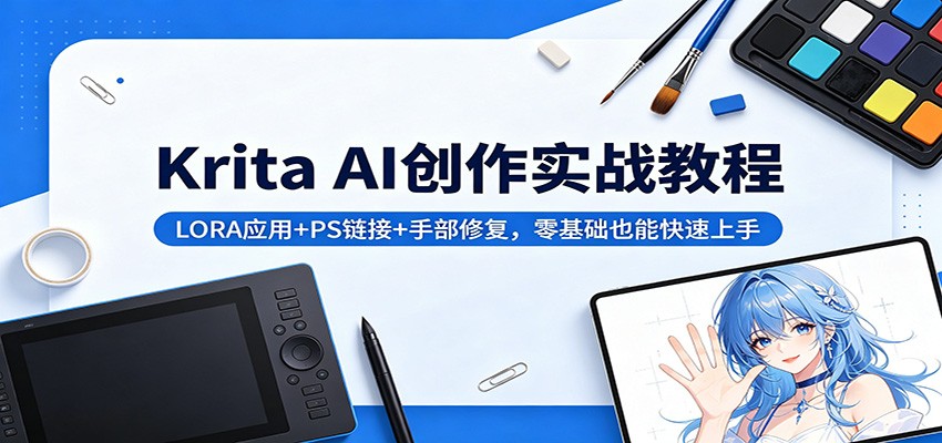 Krita AI创作实战教程：LORA应用+PS链接+手部修复，零基础也能快速上手-爱尚网赚