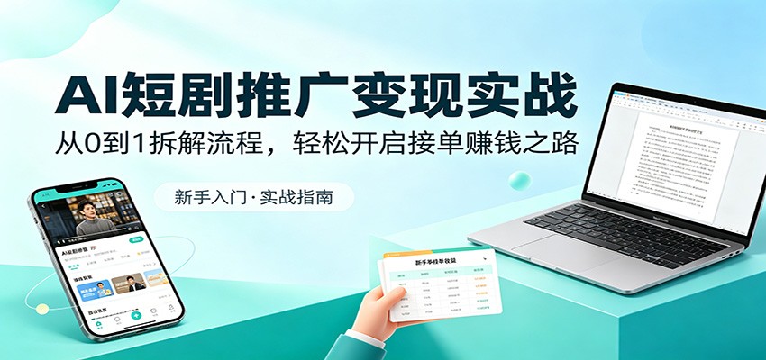 AI短剧推广变现实战：从0到1拆解流程，轻松开启接单赚钱之路-爱尚网赚