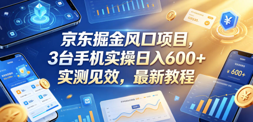 京东掘金风口项目，3台手机实操日入600+，实测见效，最新教程【揭秘】-爱尚网赚