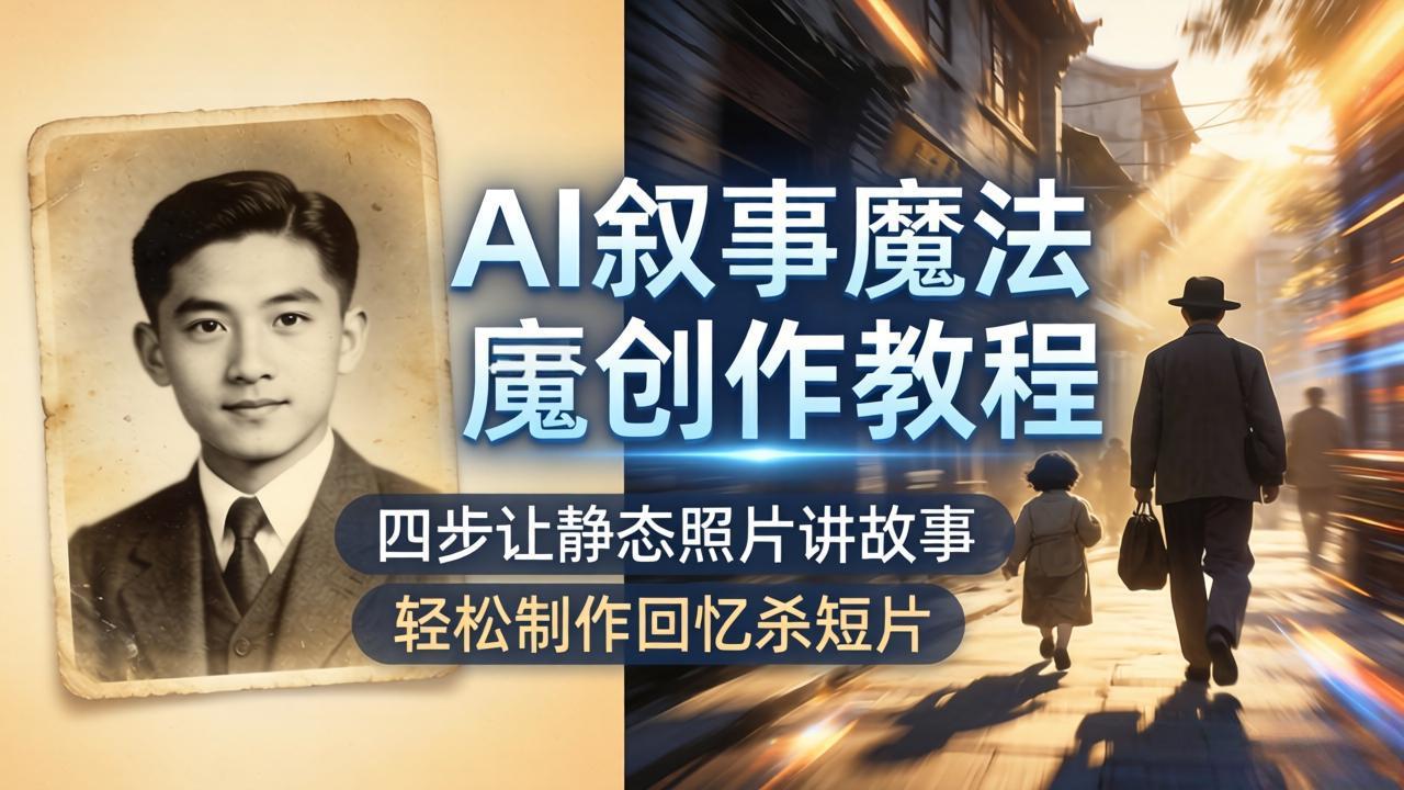 AI叙事魔法创作教程，四步让静态照片讲故事，老照片修复加动态特效，轻松制作回忆杀短片-爱尚网赚