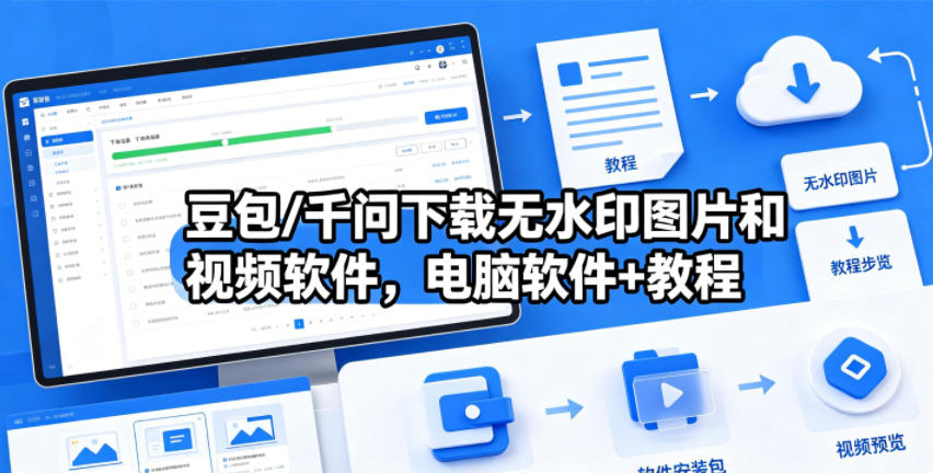 豆包/千问下载无水印图片和视频软件，电脑软件+教程-爱尚网赚